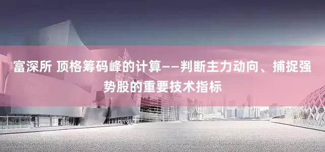 富深所 顶格筹码峰的计算——判断主力动向、捕捉强势股的重要技术指标
